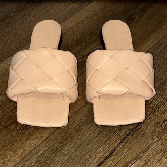 Bottega Veneta Lido Flat Sandals Neutral Intrecciato Leather Designer Slides 38 - Picture 1 of 12